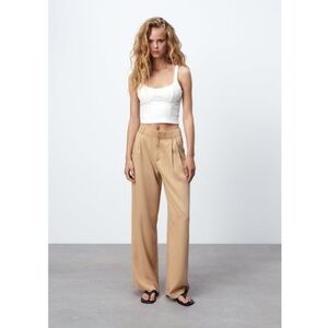 Zara Pant Wide Leg SZ Small Tan Never Worn